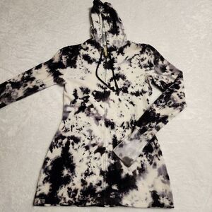 Royal Plush Womens Tie Dyed Velour Fitted Tunic Length Hoodie Size Small
